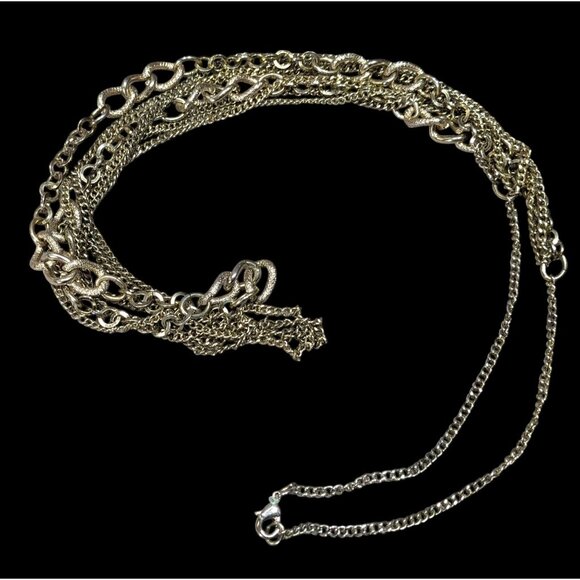 Elegant Multilayer Silver Tone Chain Necklace - Picture 1 of 4